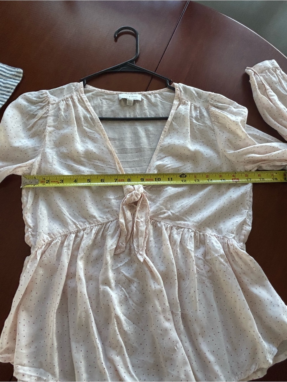 Lucky Brand Pale Pink Tie-Front Peplum Blouse XS - Picture 8 of 8